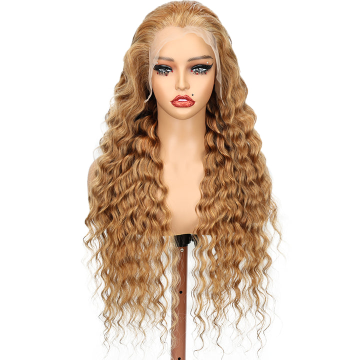 Kinnis Honey Blonde Deep Wave 13x4 Lace Frontal HD Lace Wig Human Hair Wig