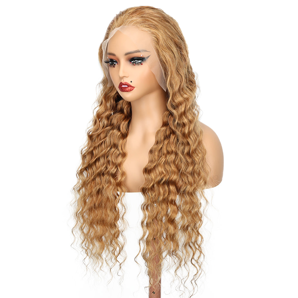 Kinnis Honey Blonde Deep Wave 13x4 Lace Frontal HD Lace Wig Human Hair Wig