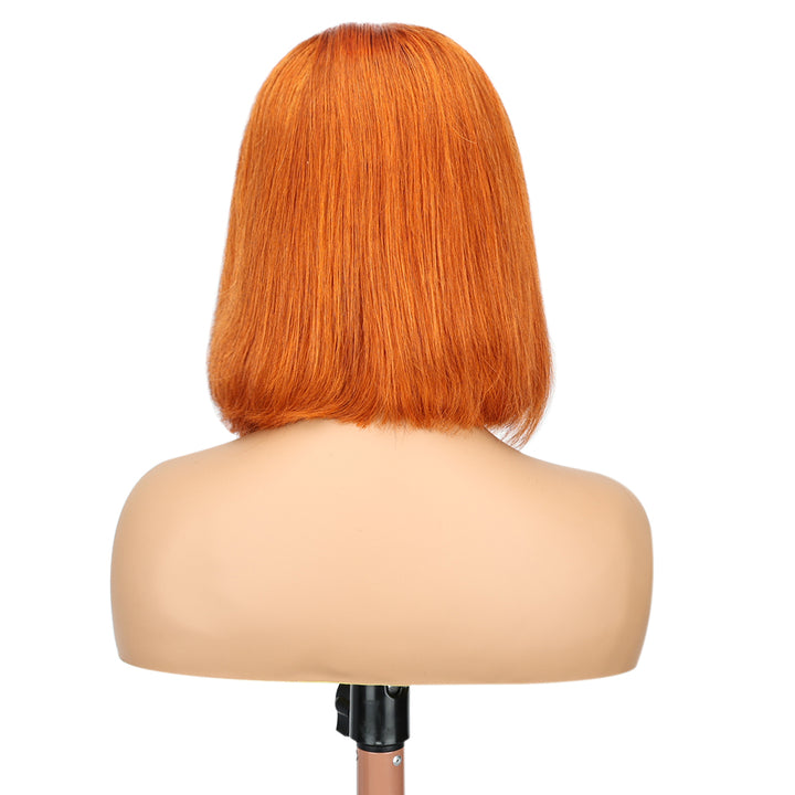 Kinnis Ginger Orange Color Bob Wigs Straight Hair 13x4 HD Lace Front Wigs Human Hair Wig