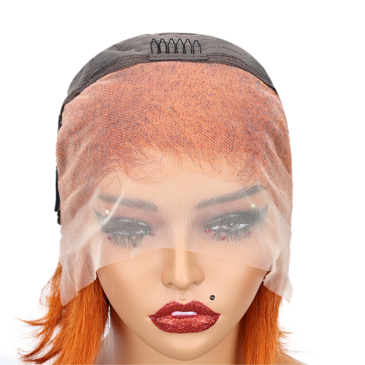 Kinnis Ginger Orange Color Bob Wigs Straight Hair 13x4 HD Lace Front Wigs Human Hair Wig