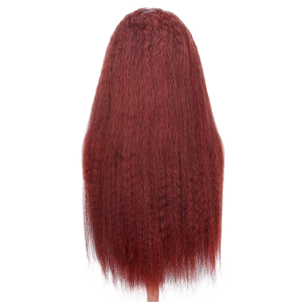 Kinnis Reddish Brown #33 Auburn Color Kinky Straight 5x5 HD Lace Closure Human Hair Wig