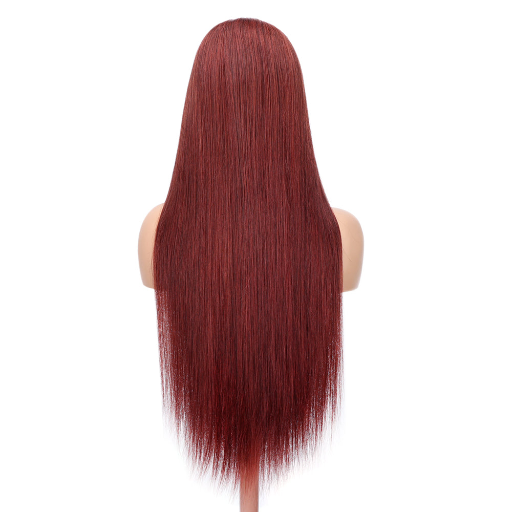 Kinnis #33 Reddish Brown Straight Hair Glueless 5x5 HD Lace Auburn Colored Human Hair Wig