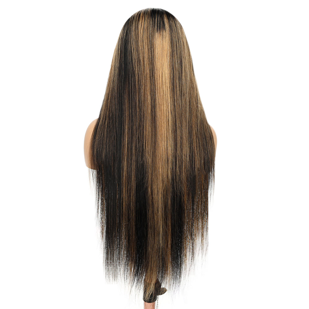 Kinnis Straight Ombre Highlight #1B/27 Color 13x6 Transparent HD Lace Front Wig Human Hair Wig