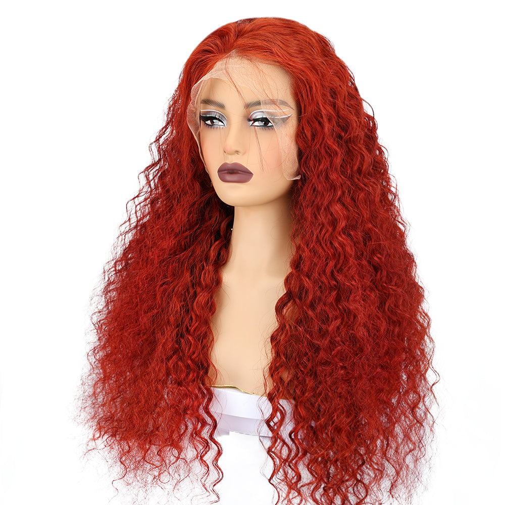 Kinnis #350 Orange Ginger Colored Water Wave 13x4 HD Lace Frontal Human Hair Wig