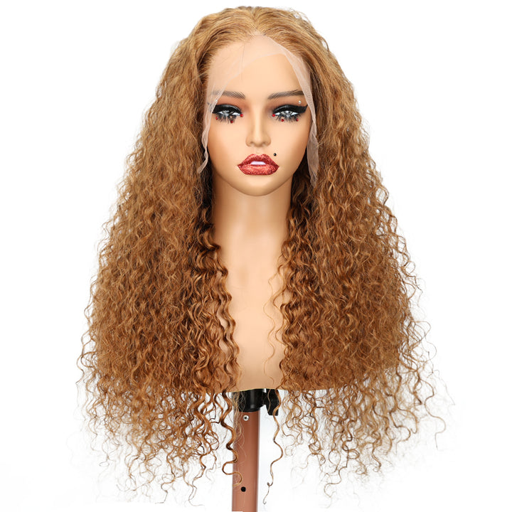 Kinnis Light Brown Jerry Curly 13x4 HD Lace Front Virgin Hair Human Hair Wig