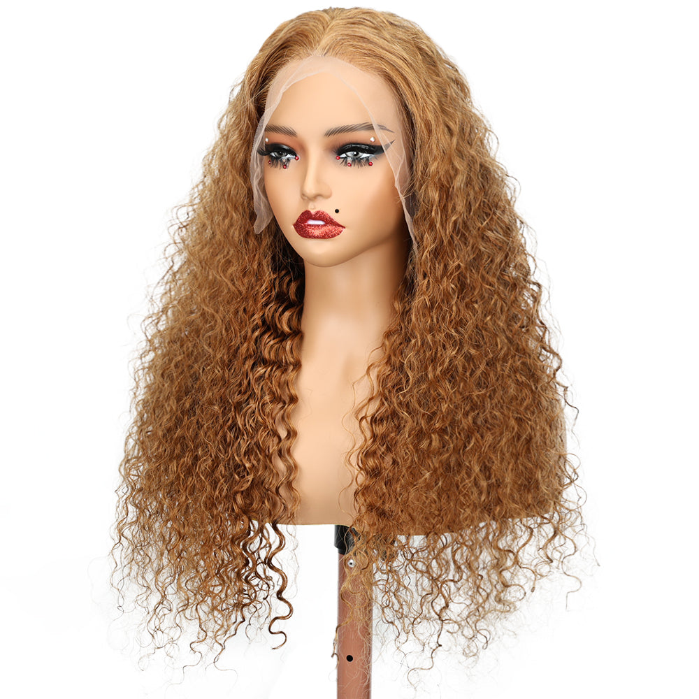 Kinnis Light Brown Jerry Curly 13x4 HD Lace Front Virgin Hair Human Hair Wig