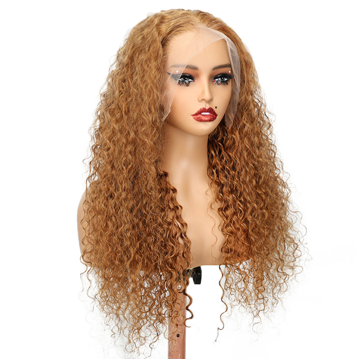 Kinnis Light Brown Jerry Curly 13x4 HD Lace Front Virgin Hair Human Hair Wig