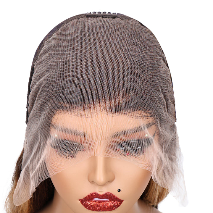 Kinnis Ombre Highlight #P4/27 Straight 13x6 Lace Frontal Wig Transparent Lace Human Hair Wig