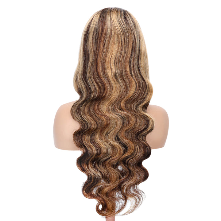 Kinnis Highlight Body Wave Wig #P4/27 Ombre Wig 4x4 Lace Closure Human Hair Wig