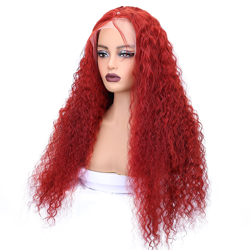 Kinnis 99J Burgundy Color Jerry Curly 13x4 HD Lace Front Human Hair Wig