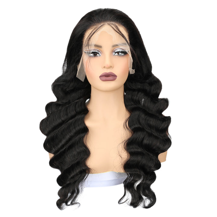 Kinnis Loose Deep Wave 13x4 Transparent Lace Front Wig Deep Loose Wave Human Hair Wigs