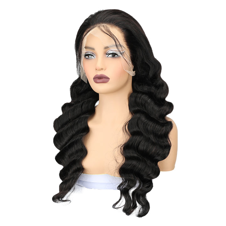 Kinnis Loose Deep Wave 13x4 Transparent Lace Front Wig Deep Loose Wave Human Hair Wigs