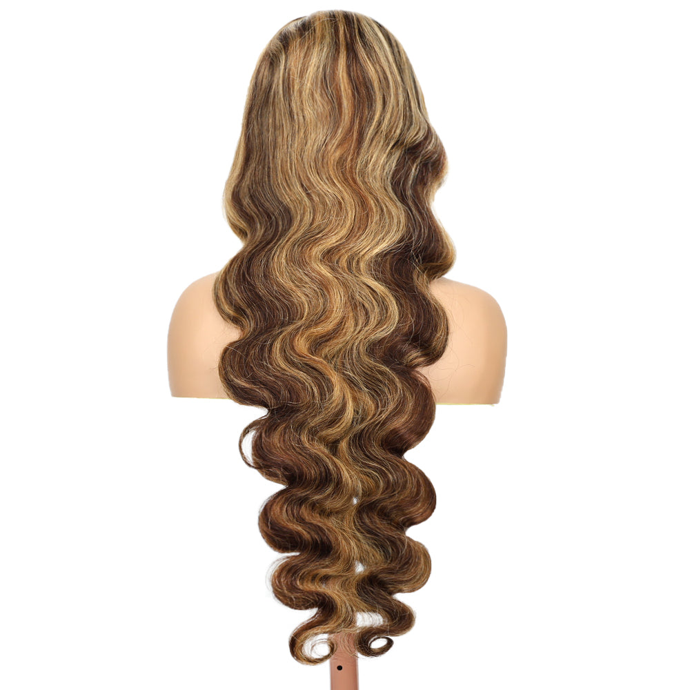 Kinnis Highlight Ombre Body Wave Pre Plucked 13x4 Glueless HD Lace Front Wig Colored Human Hair Wigs