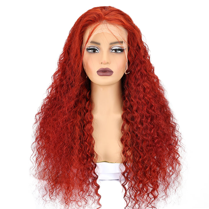 Kinnis #350 Orange Ginger Colored Water Wave 13x4 HD Lace Frontal Human Hair Wig