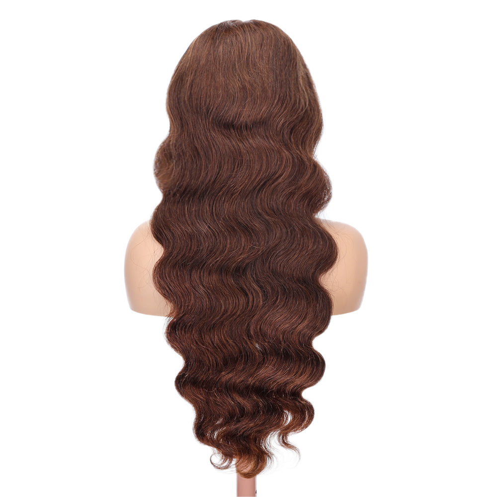 Kinnis Chocolate Brown Body Wave Transparent 5x5 HD Lace Closure Human Hair Wig Pre Plucked