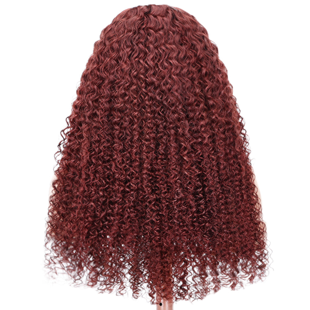 Kinnis Reddish Brown Jerry Curly 5x5 HD Lace Closure Wig Gluleless Colored Human Hair Wigs Pre Plucked