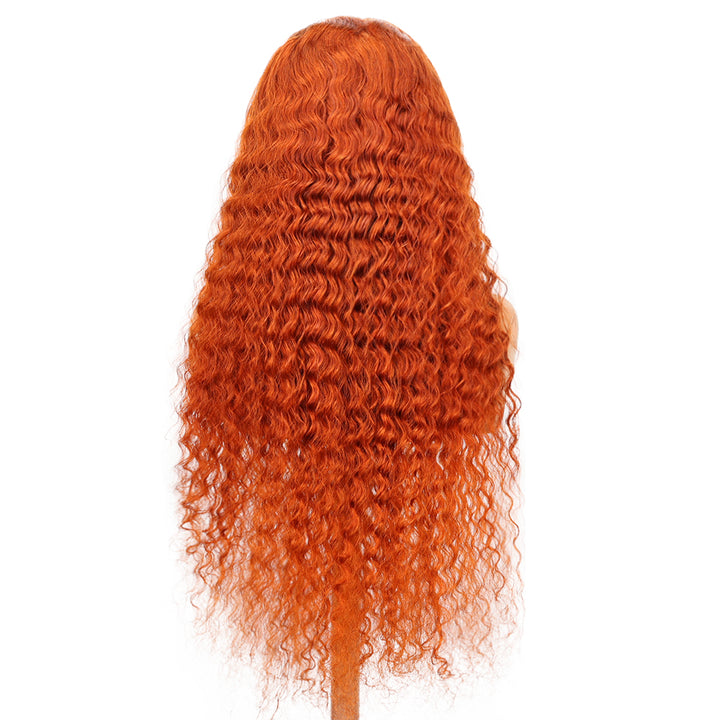 Kinnis Deep Wave Ginger Orange 13x6 HD Lace Frontal Pre Plucked Transparent Lace Wig