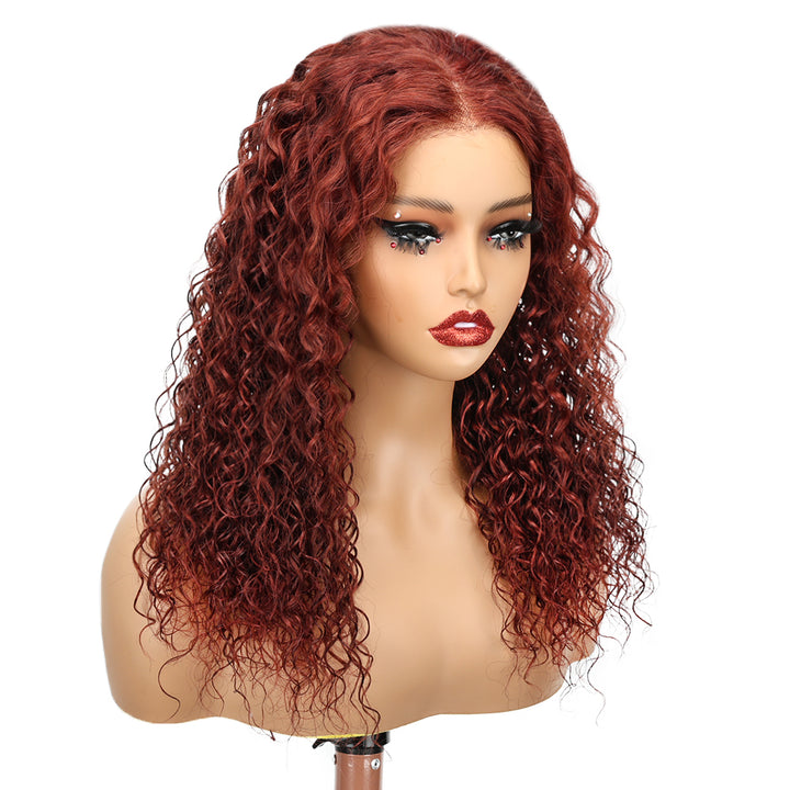 Kinnis Reddish Brown Water Wave Wig 7x5 Pre-Cut Lace Closure Wig Wear Go Glueless  Human Hair Wig