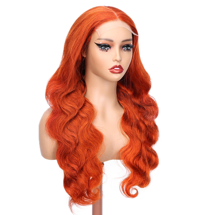 Kinnis Ginger Orange Body Wave #350 Ginger Color 5x5 HD Lace Closure Wig Human Hair Wig