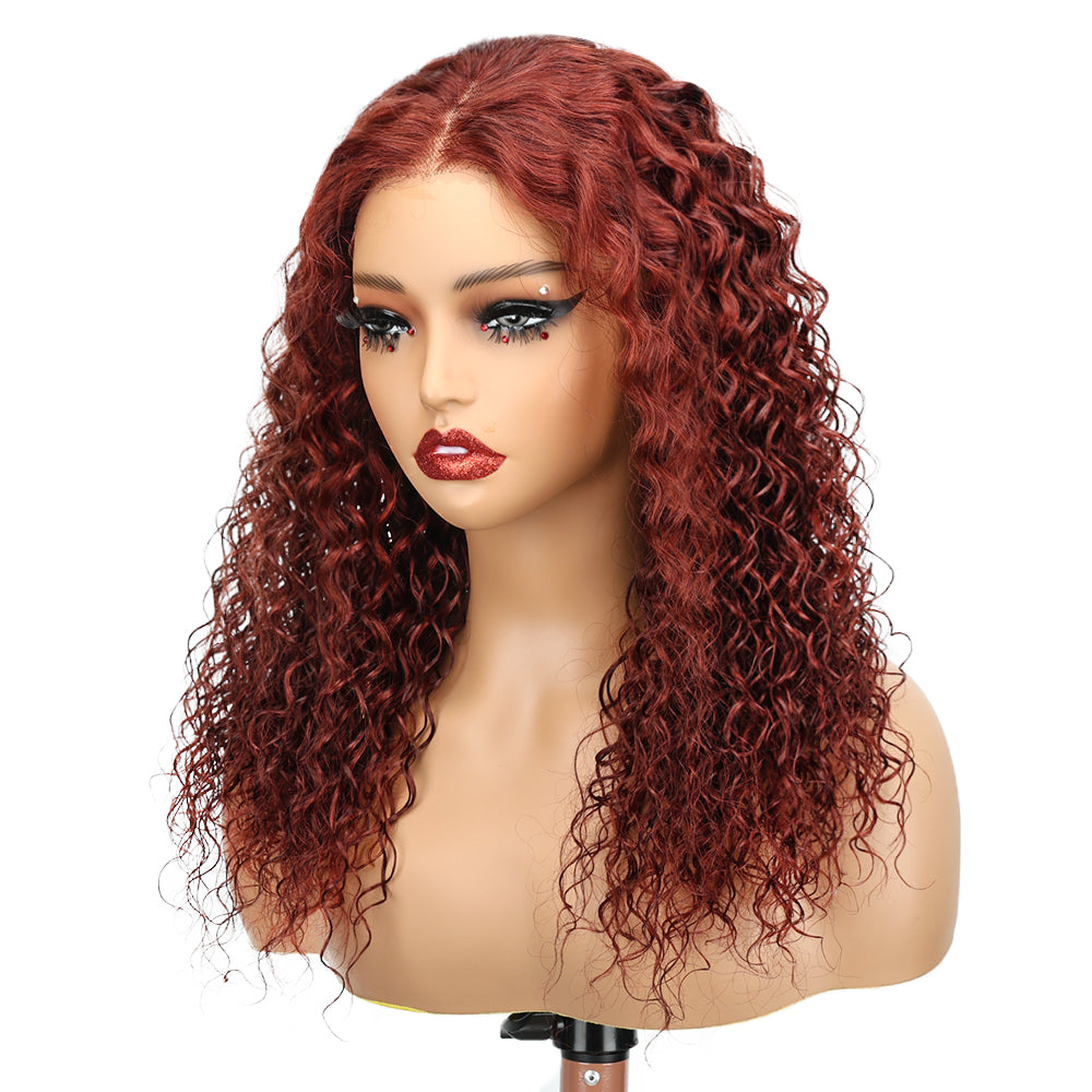 Kinnis Reddish Brown Water Wave Wig 7x5 Pre-Cut Lace Closure Wig Wear Go Glueless  Human Hair Wig