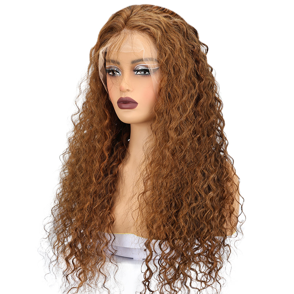 Kinnis #4 Chocolate Brown Water Wave Wig Transparent Pre-plucked 13x4 Lace Wig Human Hair