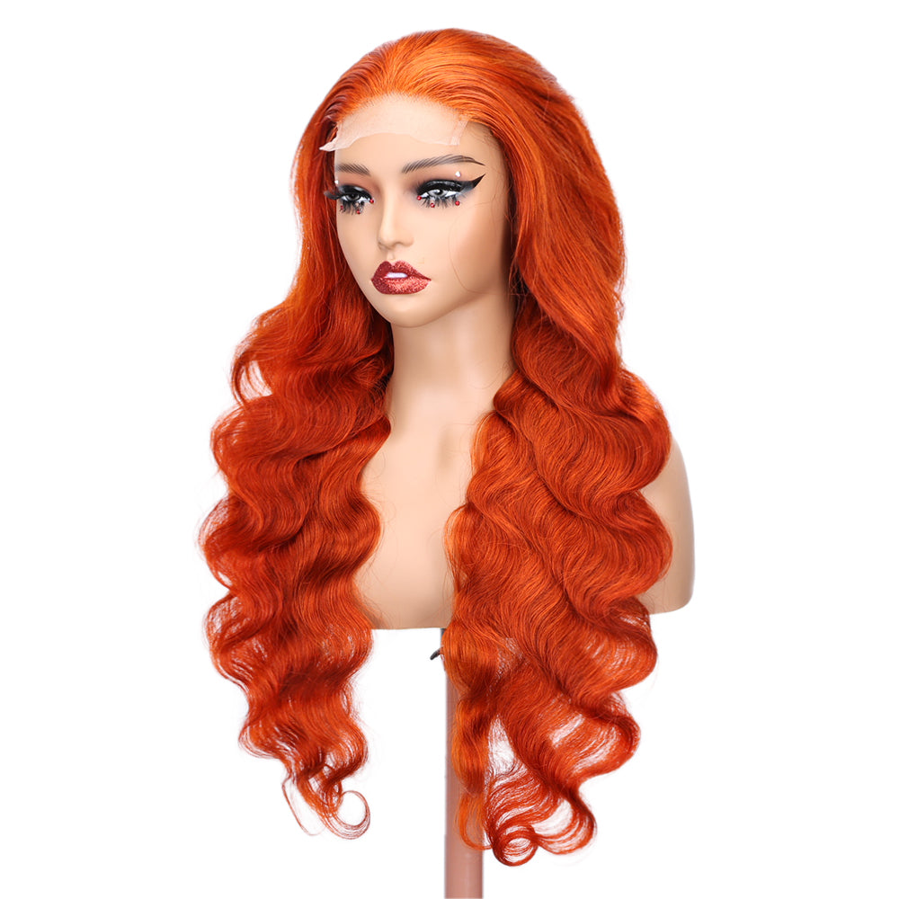 Kinnis Ginger Orange Body Wave #350 Ginger Color 5x5 HD Lace Closure Wig Human Hair Wig