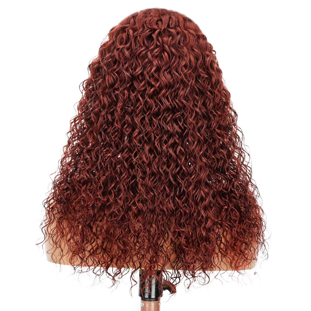 Kinnis Reddish Brown Water Wave Wig 7x5 Pre-Cut Lace Closure Wig Wear Go Glueless  Human Hair Wig