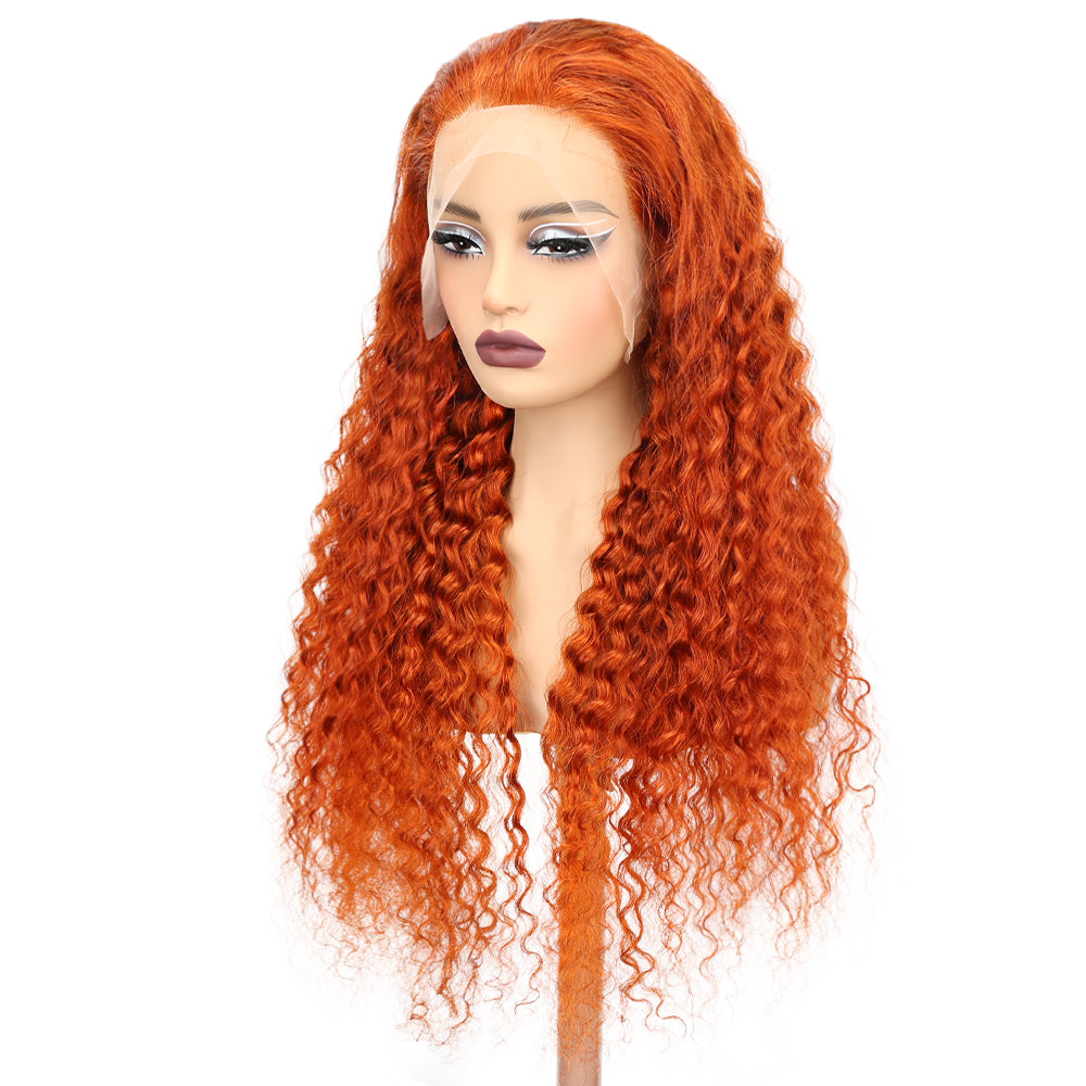 Kinnis Deep Wave Ginger Orange 13x6 HD Lace Frontal Pre Plucked Transparent Lace Wig