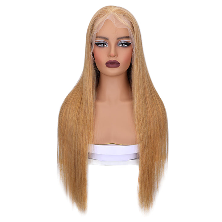 Kinnis #27 Honey Blonde Straight Hair 13x4 HD Transparent Lace Frontal Human Hair Wig