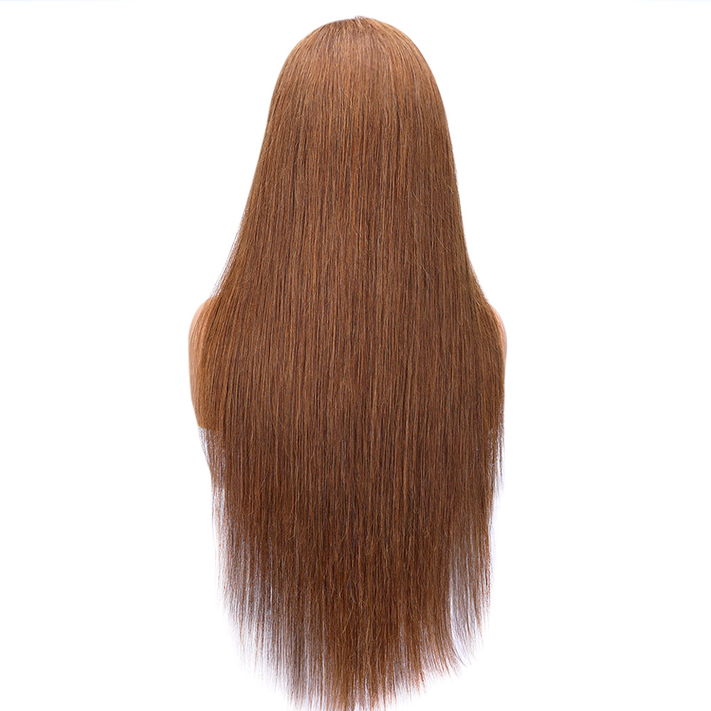 Kinnis Chocolate Brown Straight Human Hair Wigs Pre Plucked 13x4 HD Lace Frontal Wigs