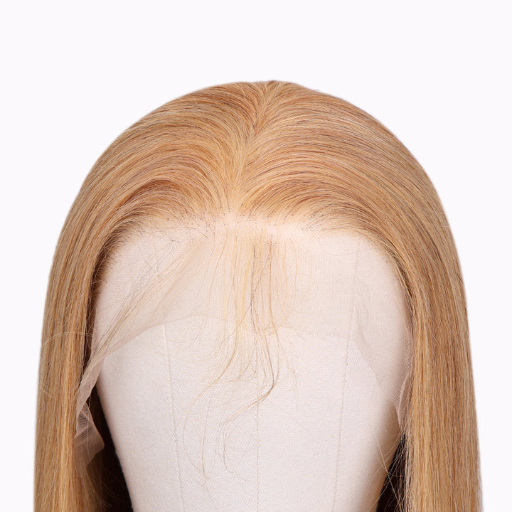 Kinnis #27 Honey Blonde Straight Hair 13x4 HD Transparent Lace Frontal Human Hair Wig