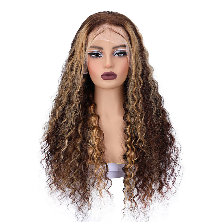 Kinnis P4/27 Highlight Water Wave 13x4 Lace Frontal Human Hair Wigs Pre Plucked With Baby Hair