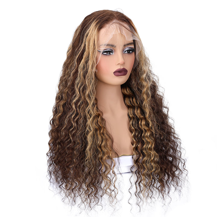 Kinnis P4/27 Highlight Water Wave 13x4 Lace Frontal Human Hair Wigs Pre Plucked With Baby Hair