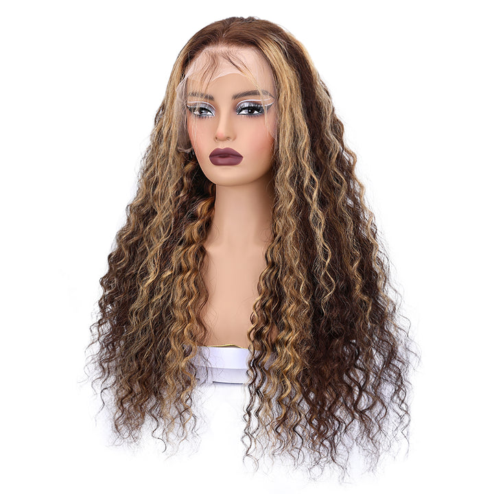 Kinnis P4/27 Highlight Water Wave 13x4 Lace Frontal Human Hair Wigs Pre Plucked With Baby Hair