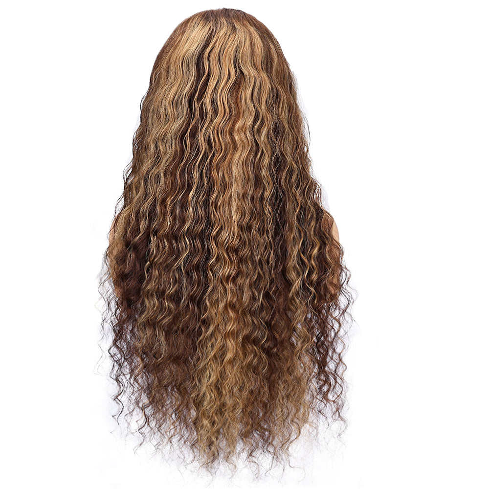 Kinnis P4/27 Highlight Water Wave 13x4 Lace Frontal Human Hair Wigs Pre Plucked With Baby Hair