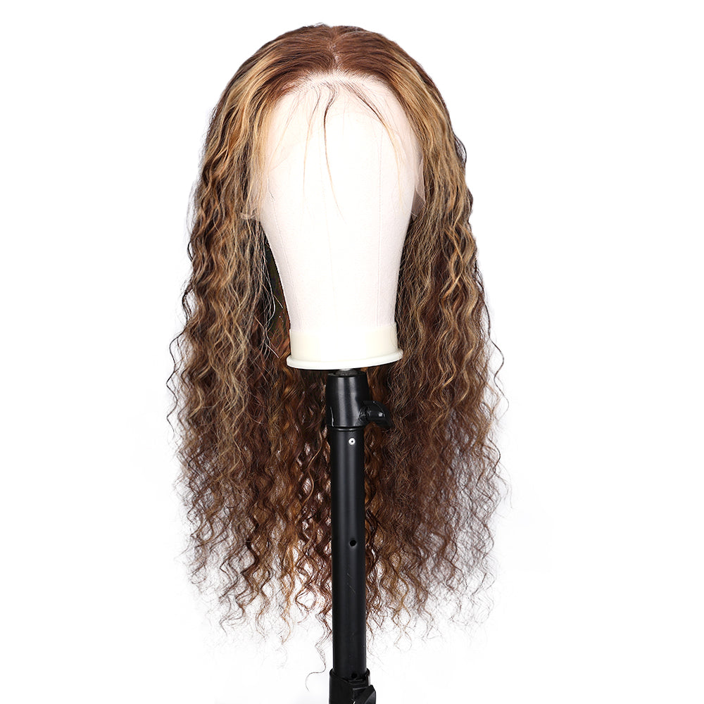 Kinnis P4/27 Highlight Water Wave 13x4 Lace Frontal Human Hair Wigs Pre Plucked With Baby Hair