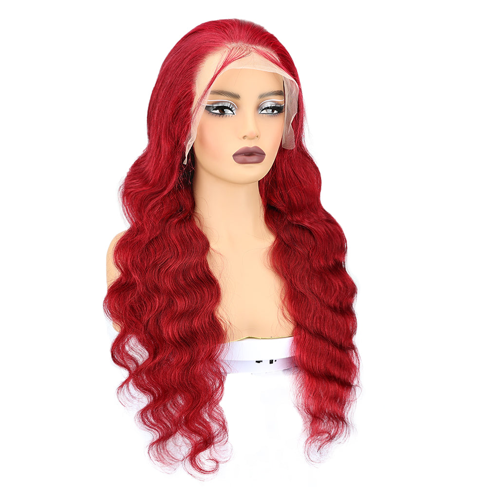 Kinnis 99j Burgundy 13x4 Lace Front Wigs Body Wave Pre Plucked Human Hair Wigs for Black Women