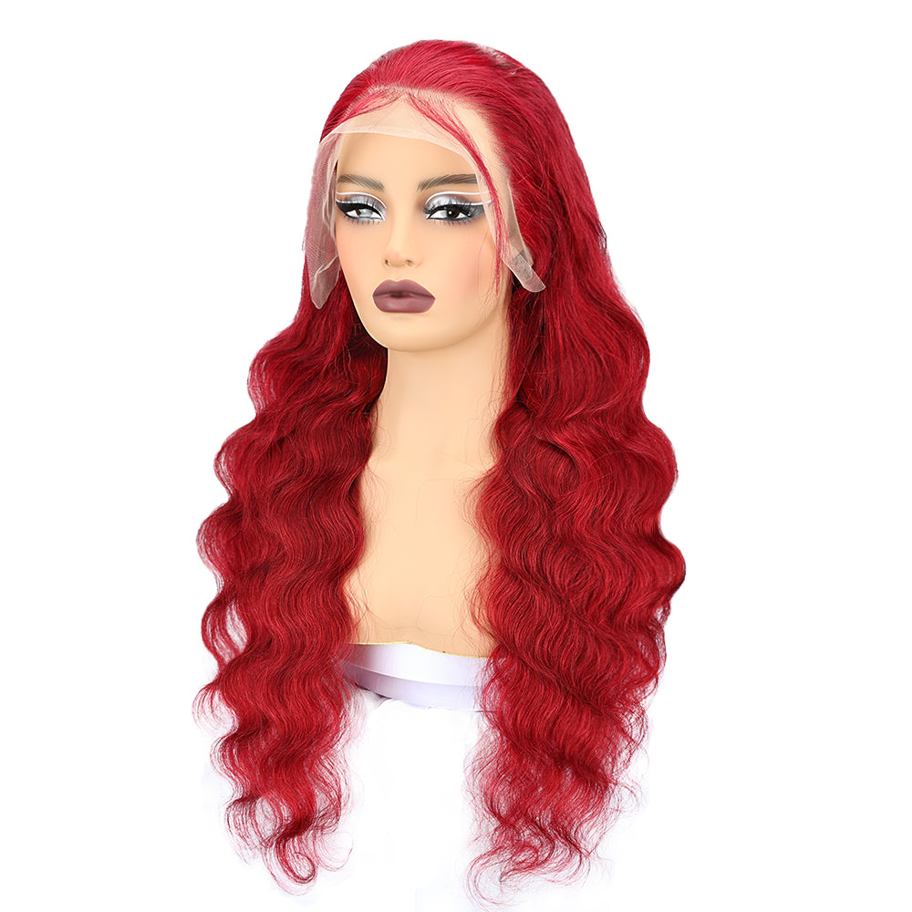 Kinnis 99j Burgundy 13x4 Lace Front Wigs Body Wave Pre Plucked Human Hair Wigs for Black Women