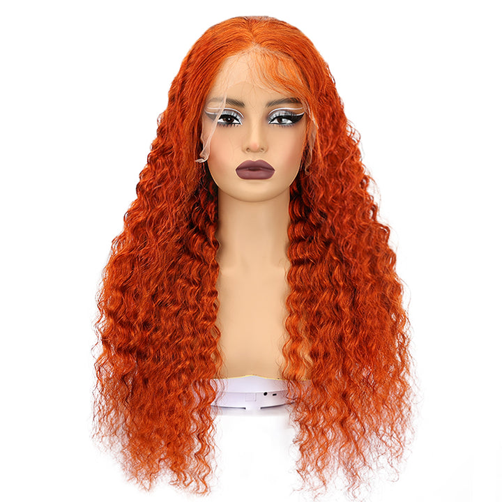 Kinnis Deep Wave Ginger Orange 13x4 HD Lace Front Wigs Human Hair Wig